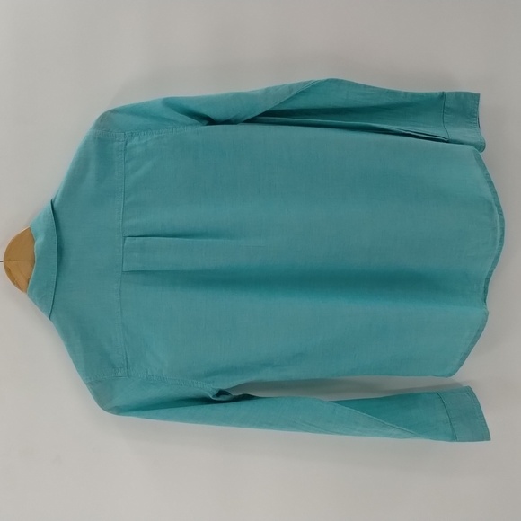 St John's Bay button down cotton blouse size small long sleeve collared green - Picture 7 of 8